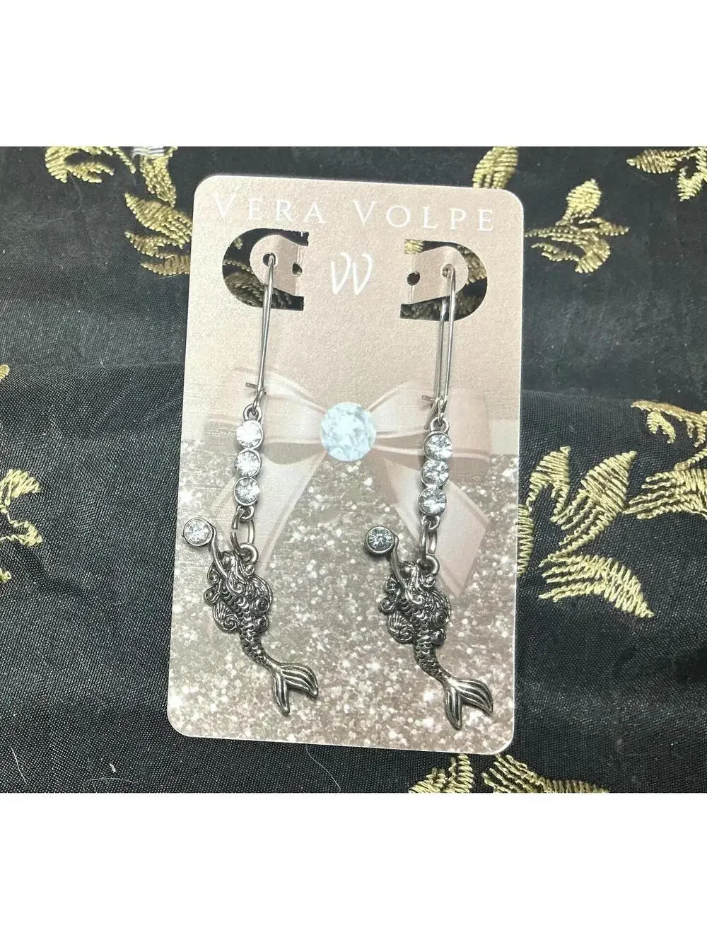 * Mermaid Hook Earrings with Rhinestones